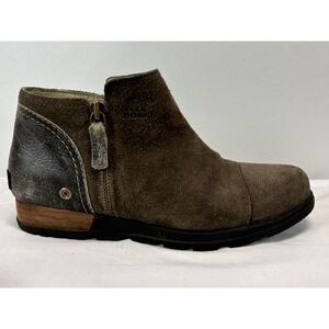 Sorel Major Low Ankle Boot Brown Suede Side Zip Women 9 US EU 40 NL2161-245